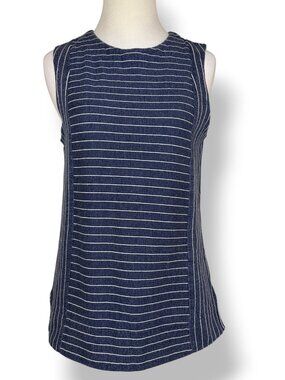 J Crew Terry Cotton Tank Top Blue white stripes
